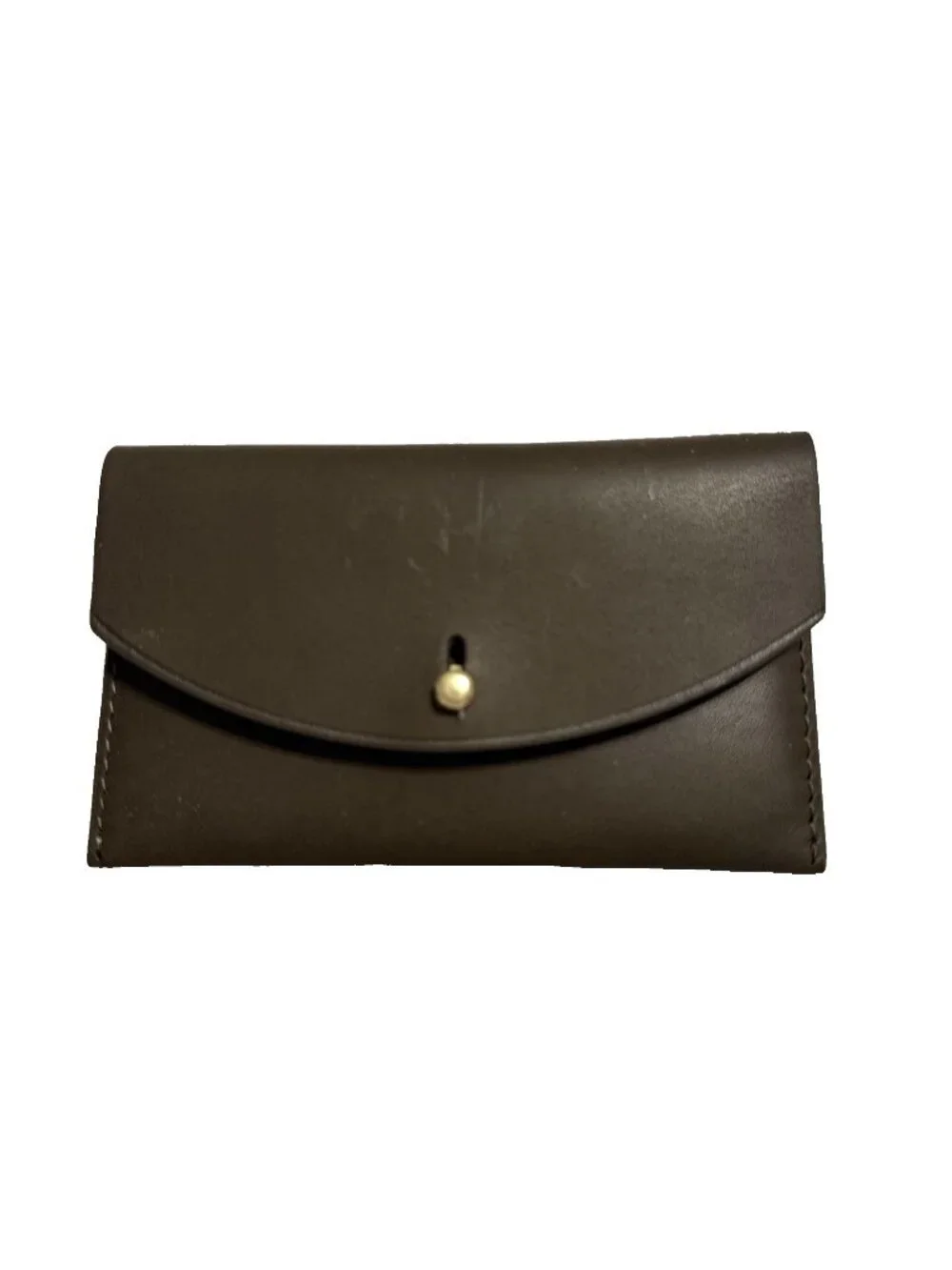 Skagen Brown Leather Card Holder with Brass Closure NWT
